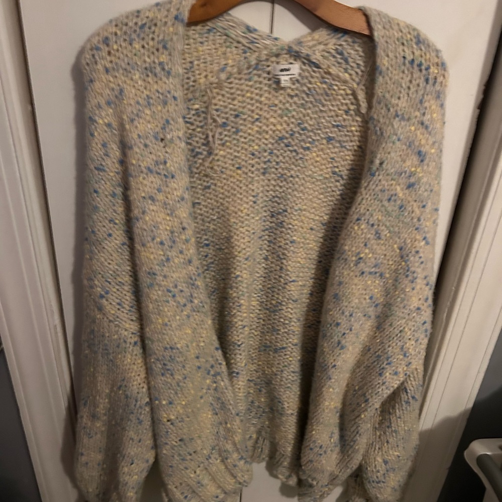 Aerie Cream and Blue Knit Cardigan